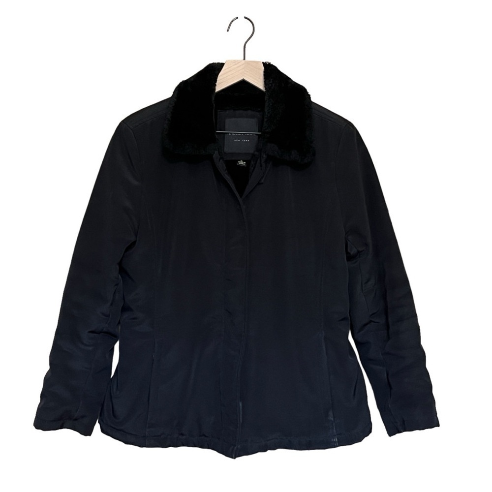 Andrew Marc THERMOLITE Faux Fur Lined Jacket Coat. Black Size S #1117